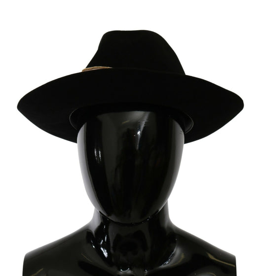 Dolce &amp; Gabbana Sombrero Panamá Elegante Conejo Negro Ala Ancha