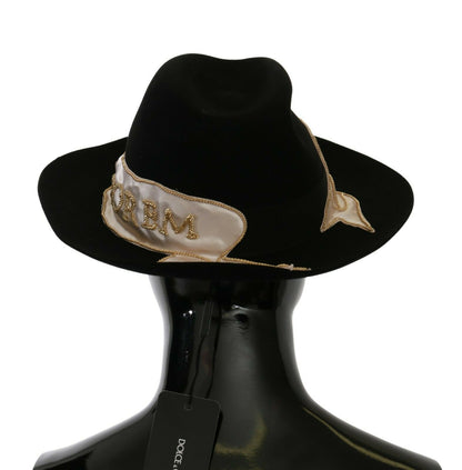 Dolce &amp; Gabbana Sombrero Panamá Elegante Conejo Negro Ala Ancha