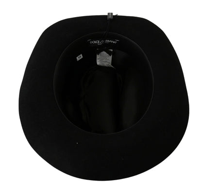 Dolce &amp; Gabbana Sombrero Panamá Elegante Conejo Negro Ala Ancha