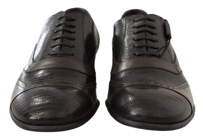 Dolce &amp; Gabbana Elegant Brown Lizard Leather Oxford Shoes