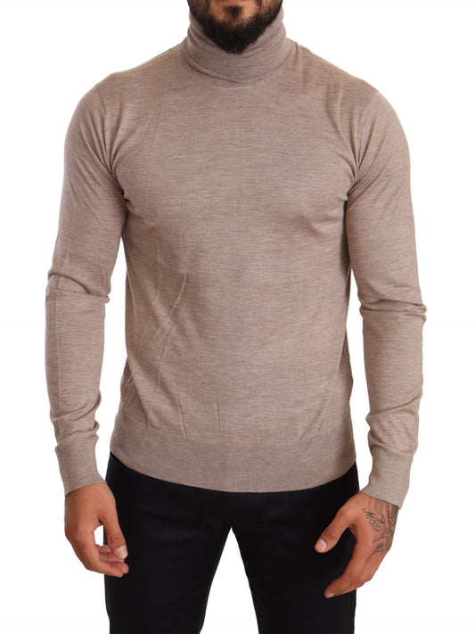 Pull à col roulé beige en mélange cachemire-soie Dolce &amp; Gabbana