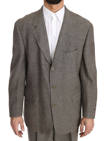Fendi elegante traje de hombre de lana marrón claro