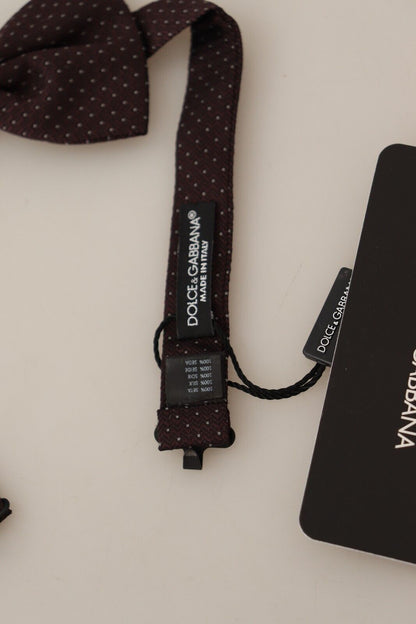 Dolce &amp; Gabbana Elegante pajarita de seda con estampado de lunares marrón