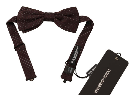 Dolce &amp; Gabbana Elegante pajarita de seda con estampado de lunares marrón