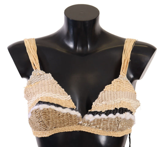 Dolce &amp; Gabbana Top corto de crochet beige elegante