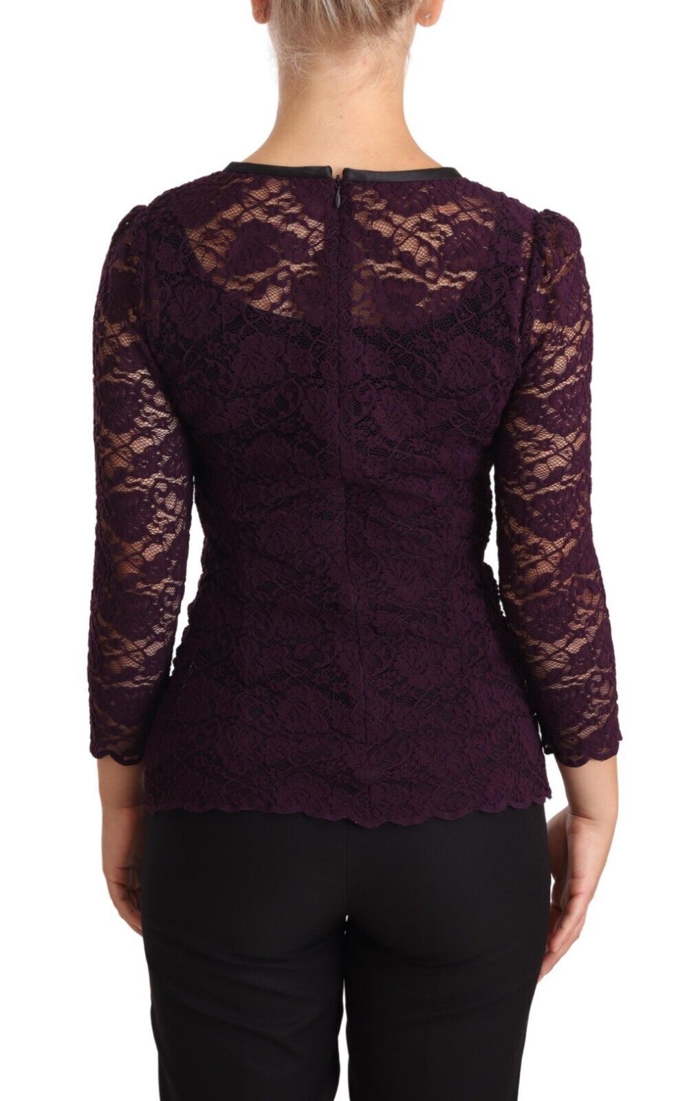 Dolce &amp; Gabbana Blusa elegante de manga larga con encaje transparente