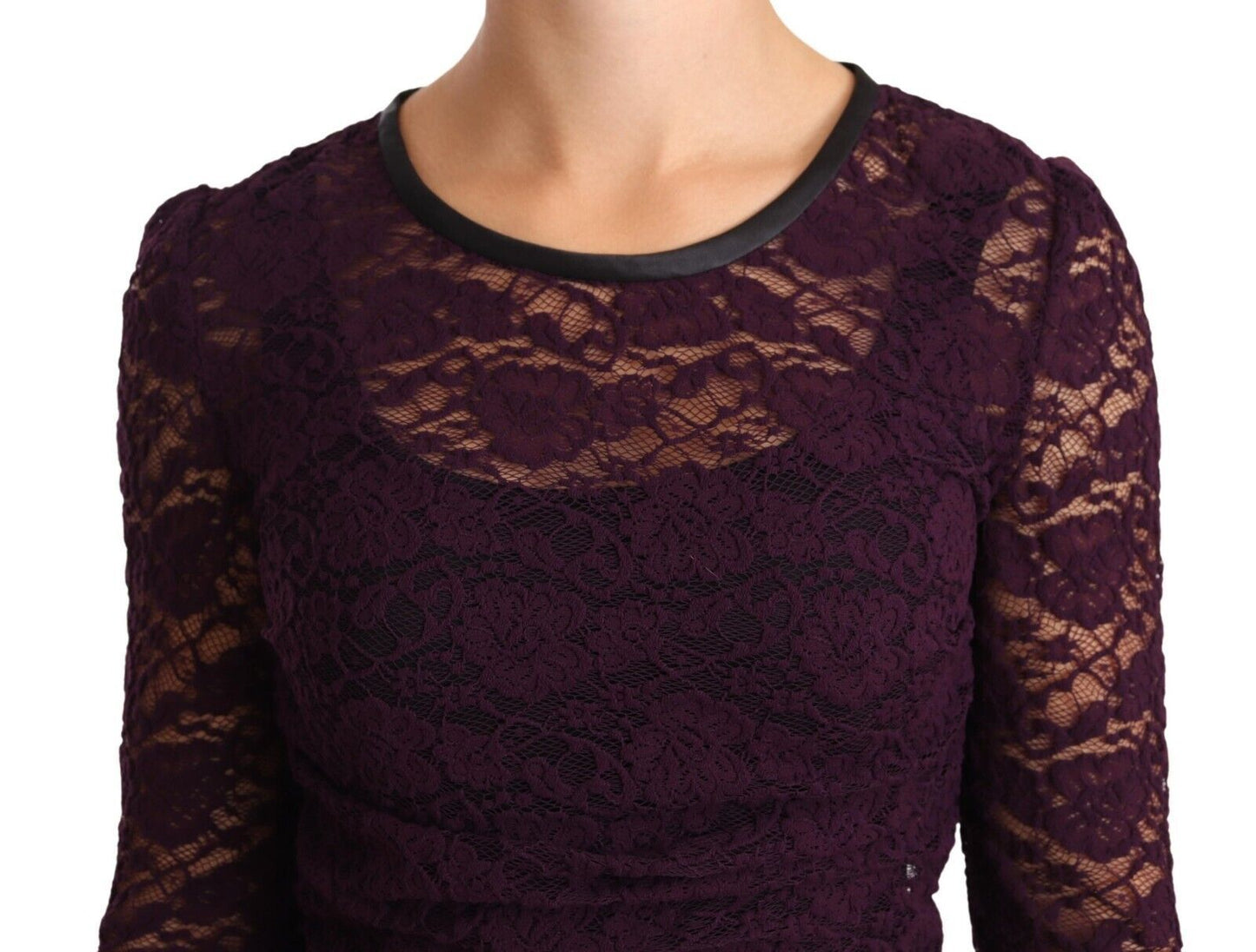 Dolce &amp; Gabbana Blusa elegante de manga larga con encaje transparente