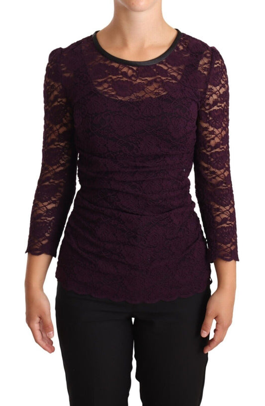 Dolce &amp; Gabbana Blusa elegante de manga larga con encaje transparente