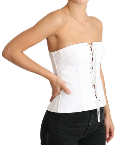 Dolce &amp; Gabbana Elegant White Strapless Corset Top