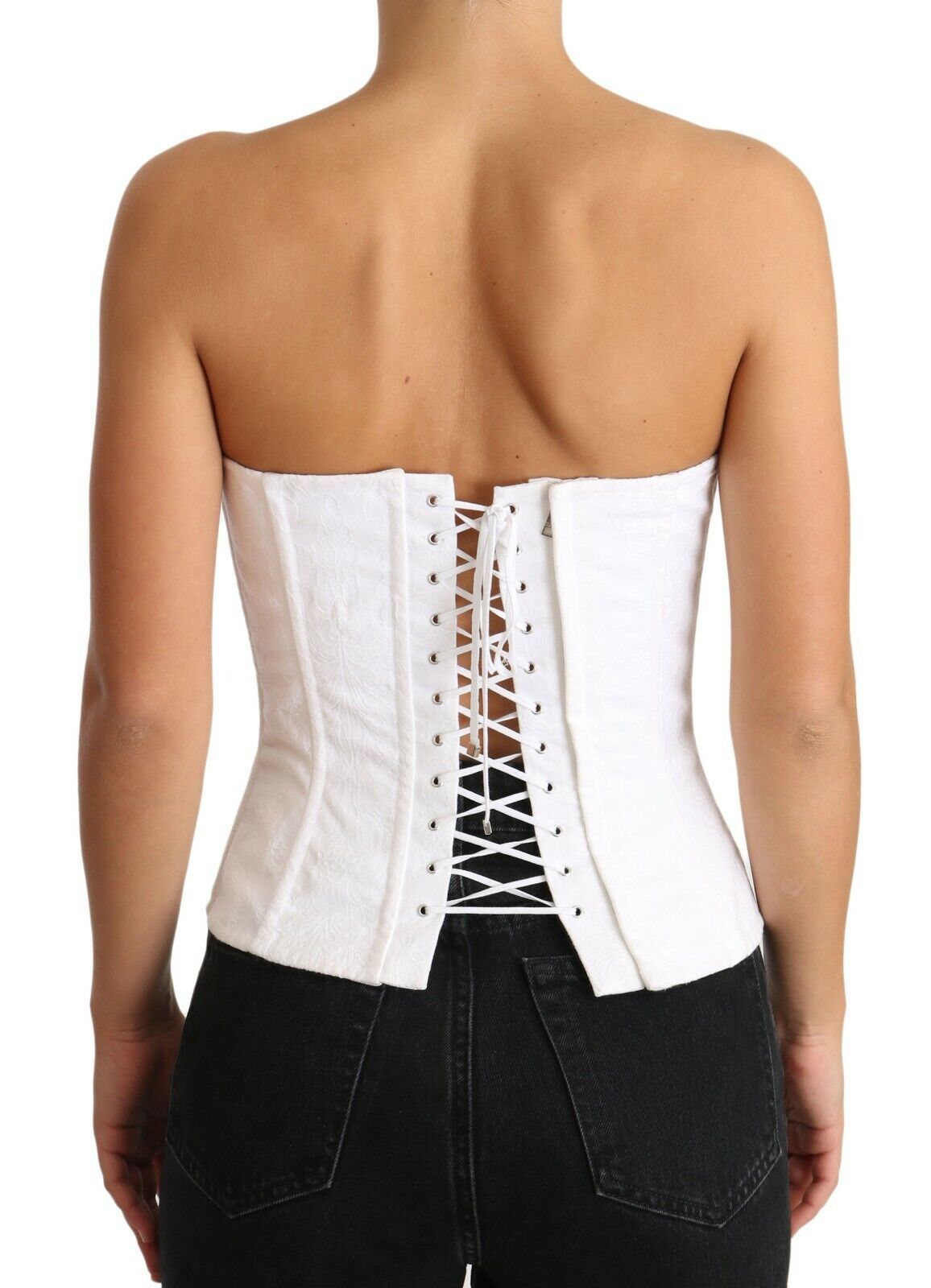 Dolce &amp; Gabbana Elegant White Strapless Corset Top
