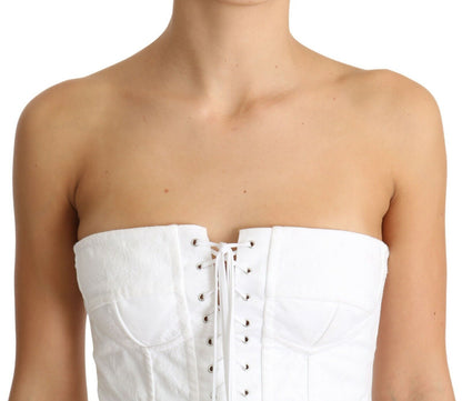 Dolce &amp; Gabbana Elegant White Strapless Corset Top