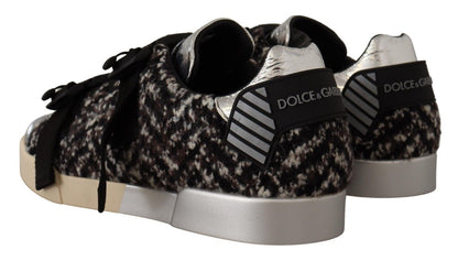 Dolce &amp; Gabbana Silver Elegance Leather Sneakers