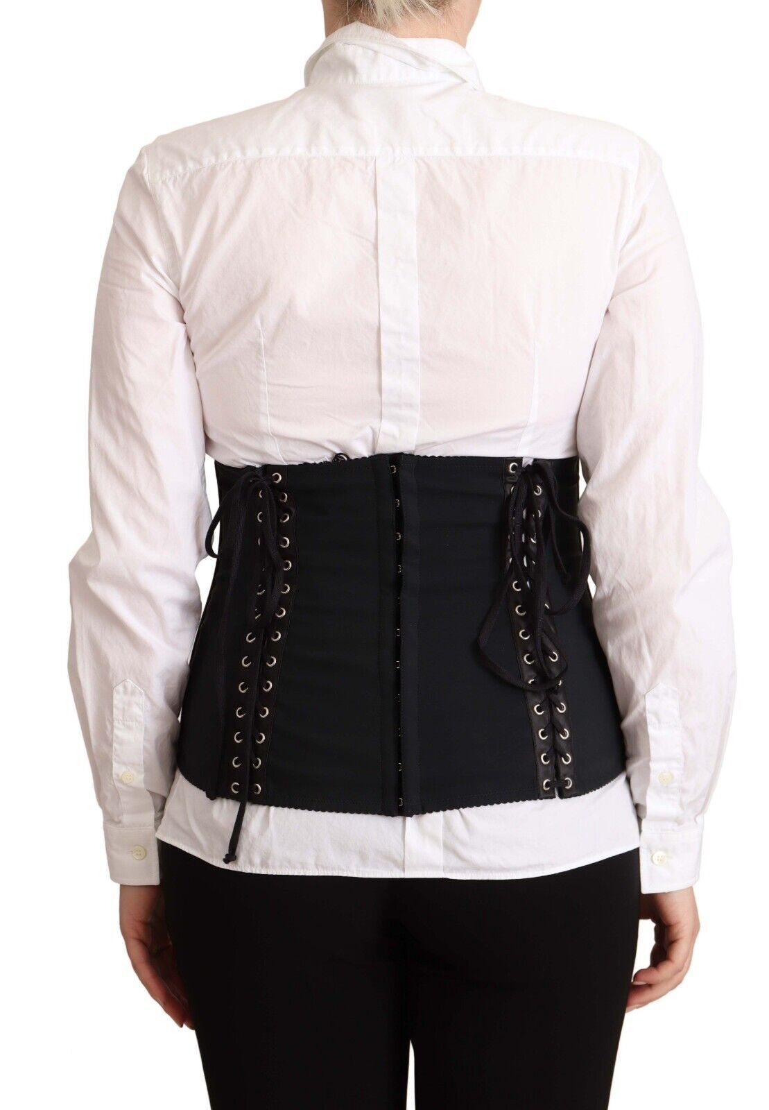 Dolce &amp; Gabbana Top elegante con cinturón y corsé negro