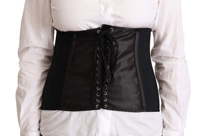 Dolce &amp; Gabbana Top elegante con cinturón y corsé negro