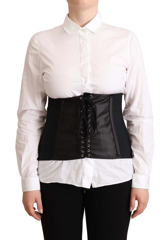 Dolce &amp; Gabbana Top elegante con cinturón y corsé negro