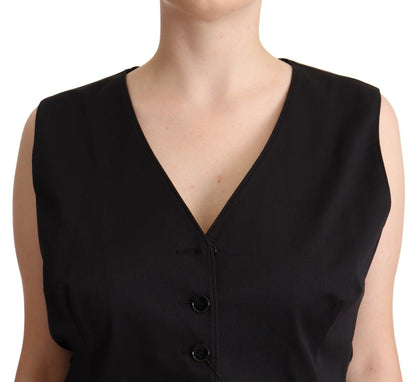 Dolce &amp; Gabbana Chic Buttoned Black Waistcoat