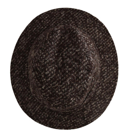 Dolce &amp; Gabbana Elegante sombrero de ala ancha de tweed gris