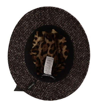 Dolce &amp; Gabbana Elegante sombrero de ala ancha de tweed gris