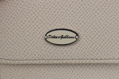 Dolce &amp; Gabbana Chic White Leather Condom Case Wallet