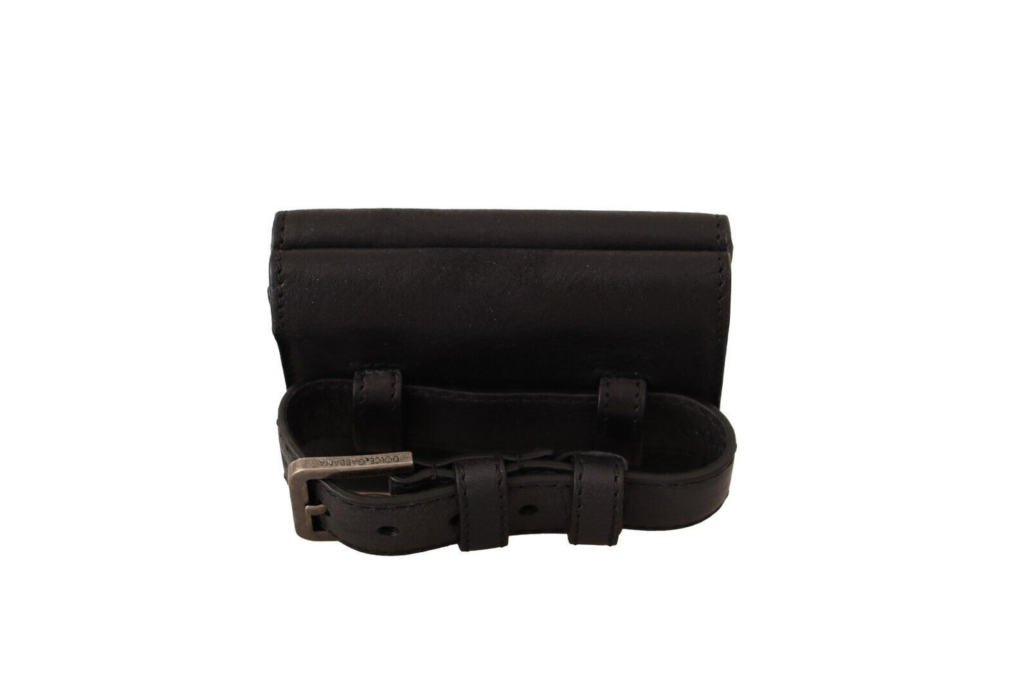 Dolce &amp; Gabbana Elegant Black Leather Trifold Multi Kit