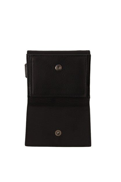 Dolce &amp; Gabbana Elegant Black Leather Trifold Multi Kit
