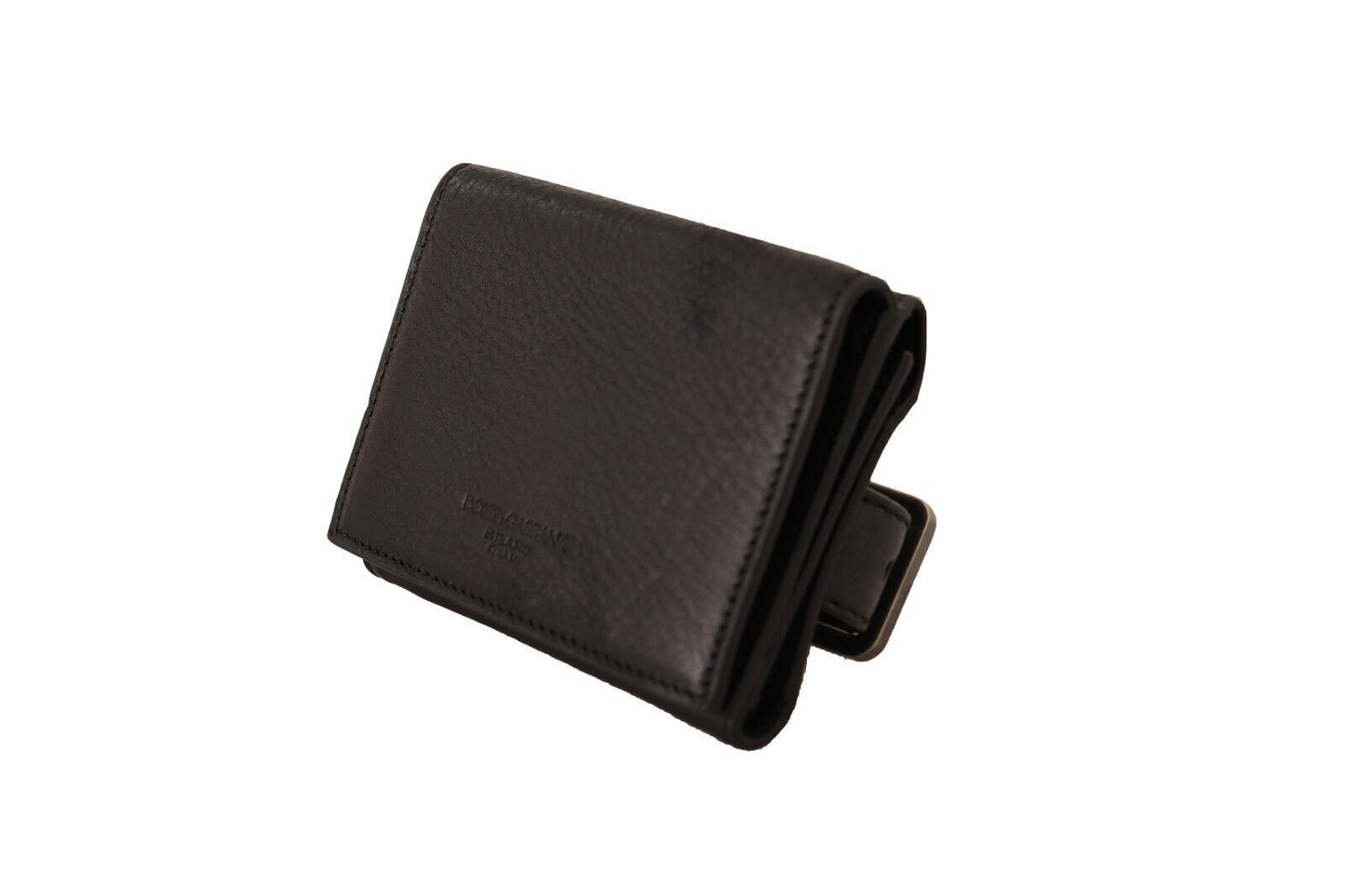 Dolce &amp; Gabbana Elegant Black Leather Trifold Multi Kit