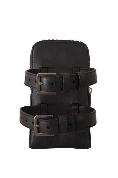 Dolce &amp; Gabbana Elegant Black Leather Double-Strap Multi Kit