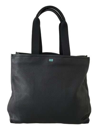Dolce &amp; Gabbana Elegante Tote de Cuero Negro para Hombre