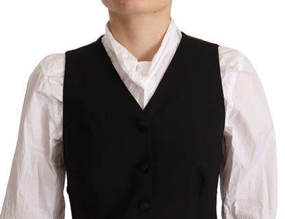 Dolce &amp; Gabbana Elegante Chaleco De Mezcla De Lana Negro