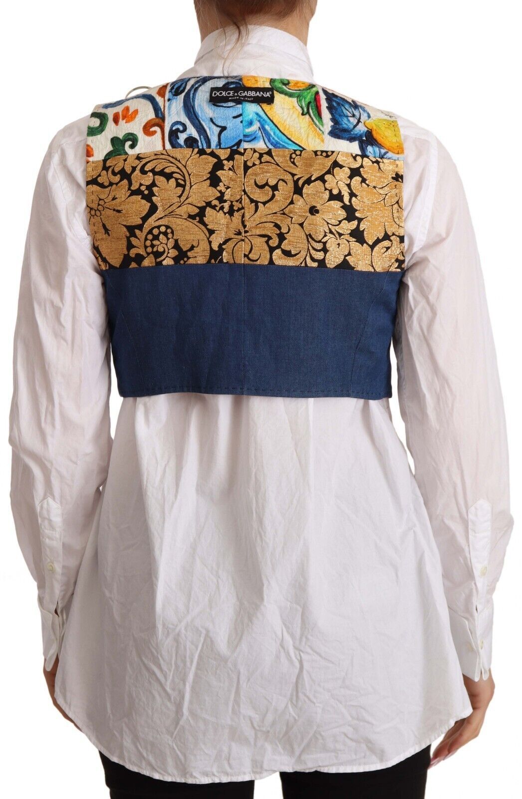 Dolce &amp; Gabbana Multicolor Cropped Vest Top with Button Accents