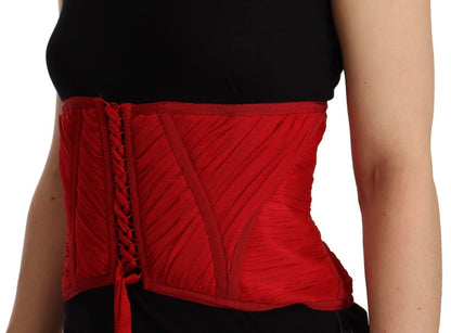 Dolce &amp; Gabbana Elegante top con cinturón y corsé de seda roja