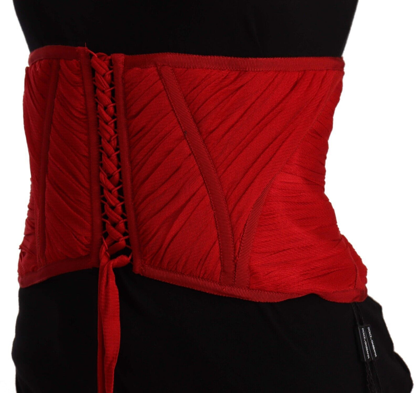 Dolce &amp; Gabbana Elegante top con cinturón y corsé de seda roja