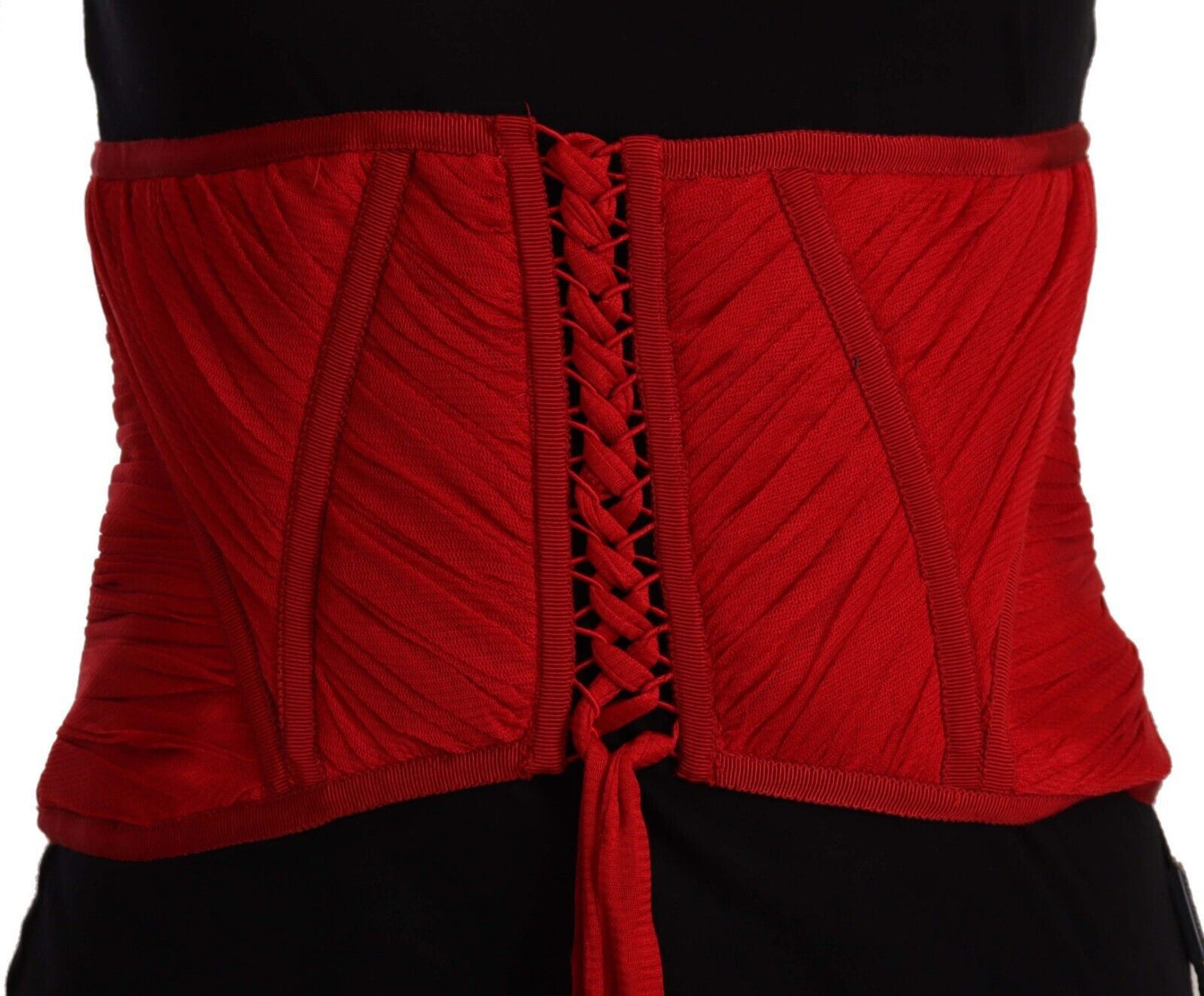 Dolce &amp; Gabbana Elegante top con cinturón y corsé de seda roja