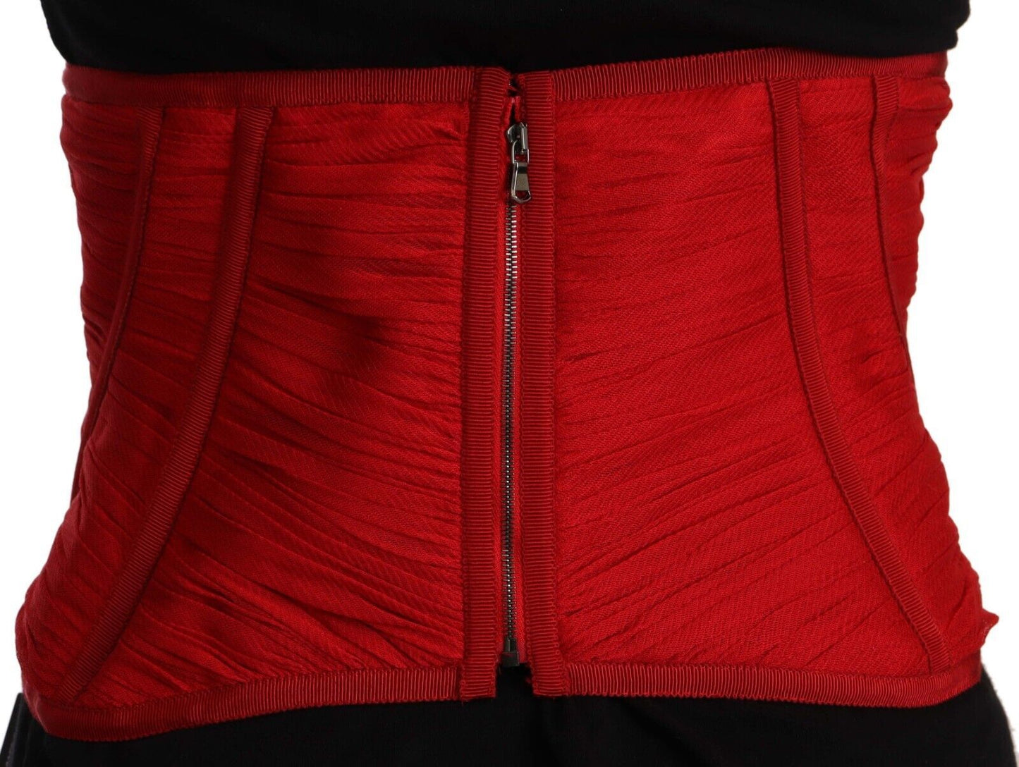 Dolce &amp; Gabbana Elegante top con cinturón y corsé de seda roja