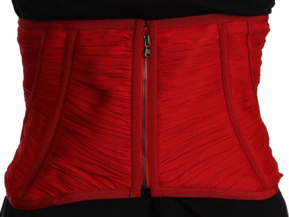 Dolce &amp; Gabbana Elegante top con cinturón y corsé de seda roja