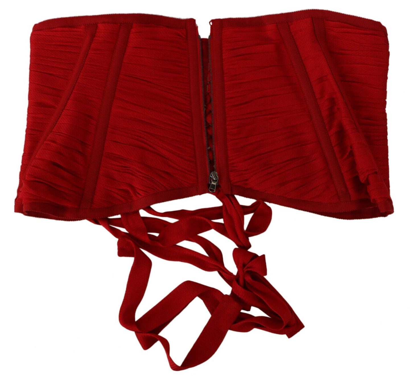 Dolce &amp; Gabbana Elegante top con cinturón y corsé de seda roja
