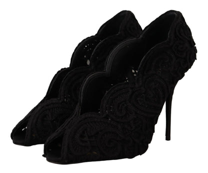 Dolce &amp; Gabbana Elegantes tacones de aguja de encaje negro