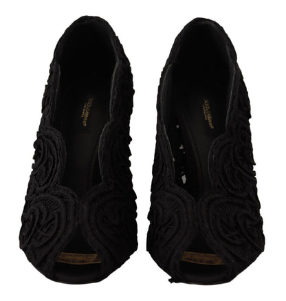 Dolce &amp; Gabbana Elegantes tacones de aguja de encaje negro