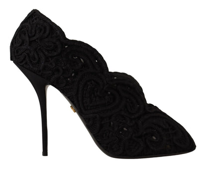 Dolce &amp; Gabbana Elegantes tacones de aguja de encaje negro