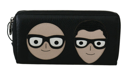 Dolce &amp; Gabbana Elegant Black Leather Continental Wallet
