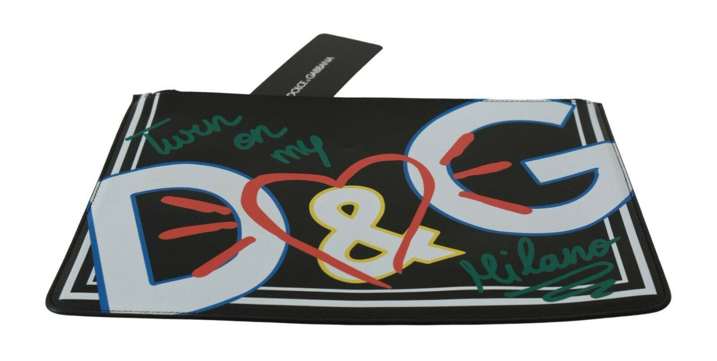 Dolce &amp; Gabbana Elegant Black Leather Coin Wallet