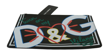 Dolce &amp; Gabbana Elegant Black Leather Coin Wallet