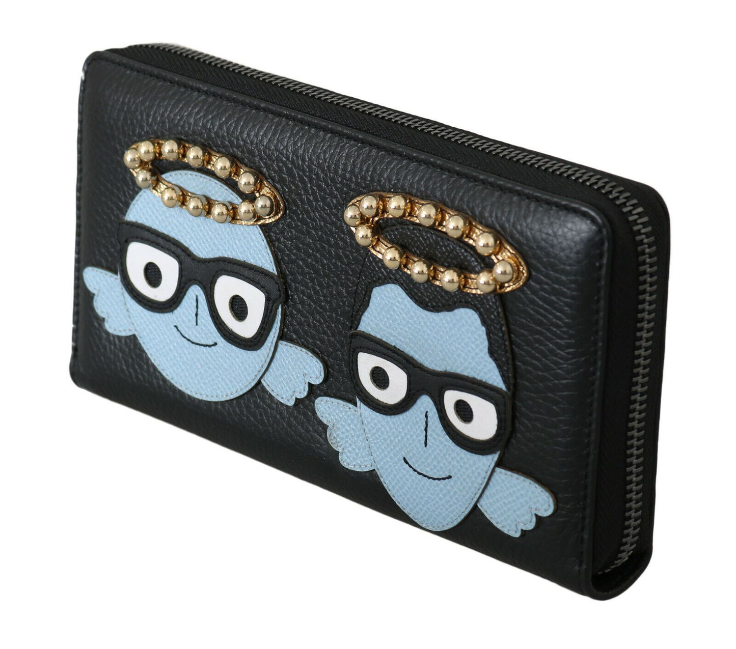 Dolce &amp; Gabbana Elegant Black Leather Zip Wallet