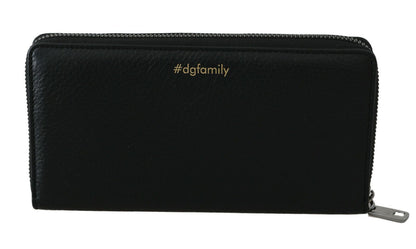Dolce &amp; Gabbana Elegant Black Leather Zip Wallet