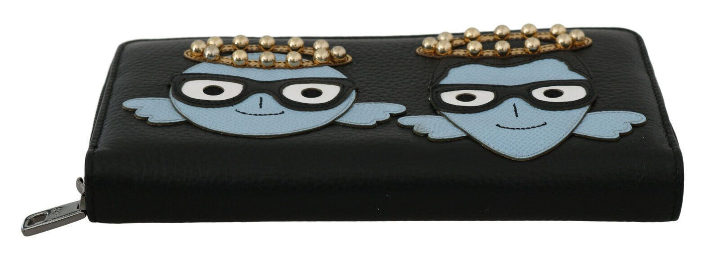 Dolce &amp; Gabbana Elegant Black Leather Zip Wallet