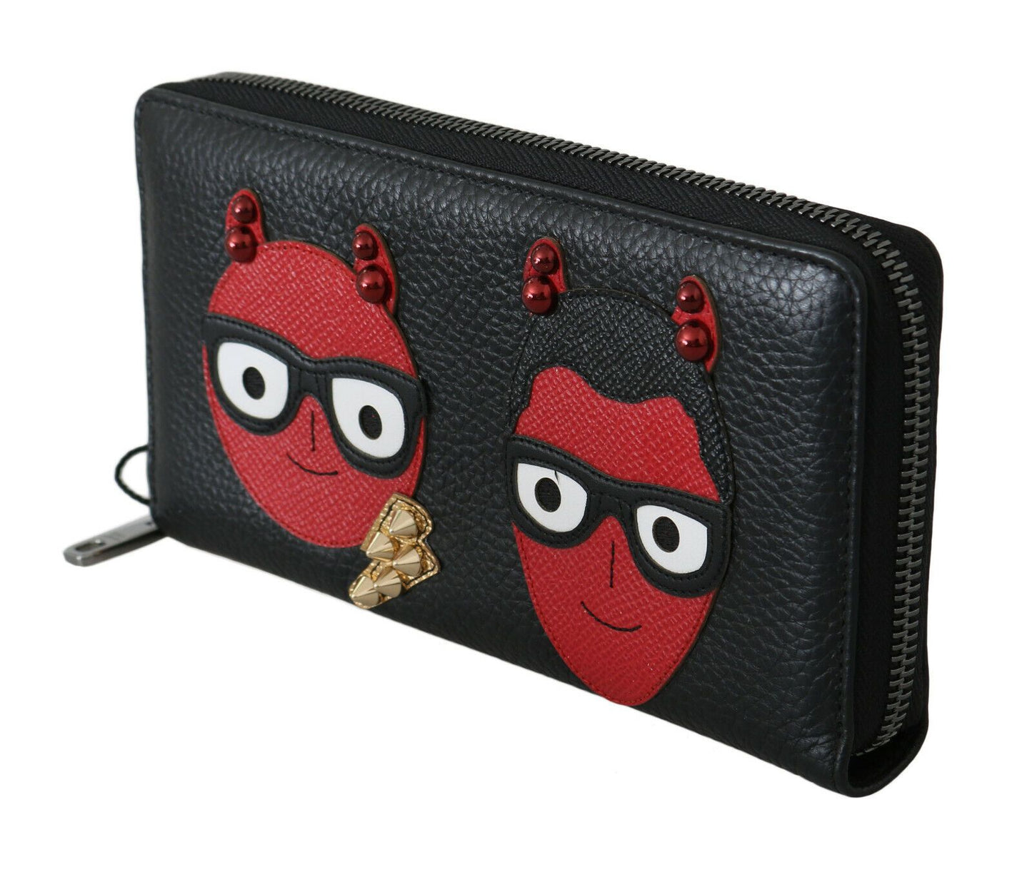 Dolce &amp; Gabbana Chic Black and Red Leather Continental Wallet