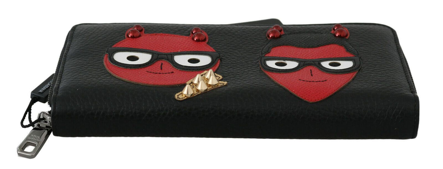 Dolce &amp; Gabbana Chic Black and Red Leather Continental Wallet