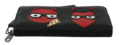 Dolce &amp; Gabbana Chic Black and Red Leather Continental Wallet