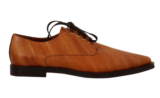 Dolce &amp; Gabbana Elegantes zapatos planos formales con cordones de piel de anguila