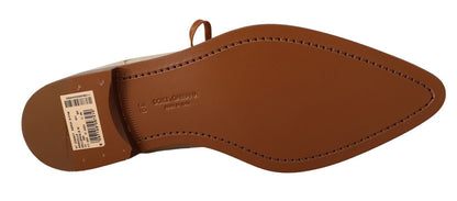 Dolce &amp; Gabbana Elegantes Zapatos Planos Formales De Piel De Anguila Beige